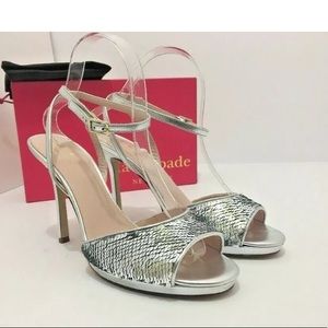 Kate Spade Silver Metallic Evening Heels Sandals